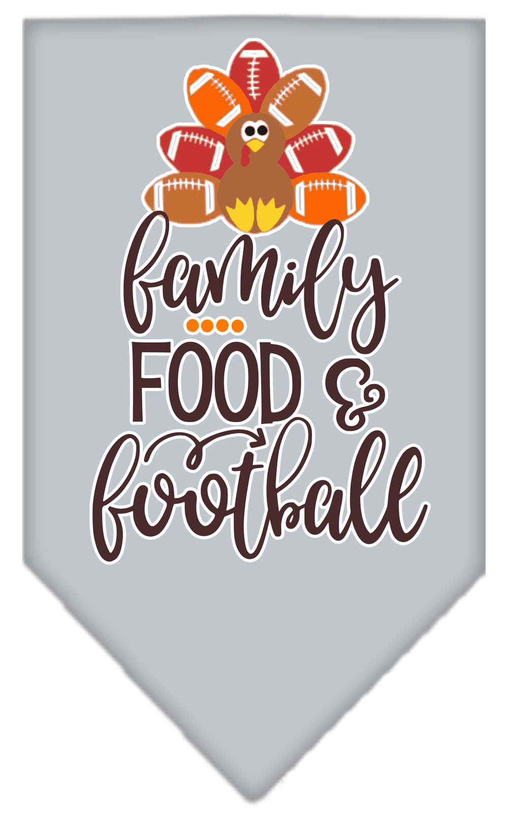 Family, Food, and Football Screen Print Bandana Grey Large